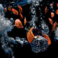 Фотопечать, абстракция: часы в воде, рыбки