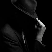 Черно-белая фотопечать: мужчина, шляпа