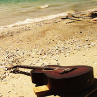 Фотопечать: гитара, пляж, море