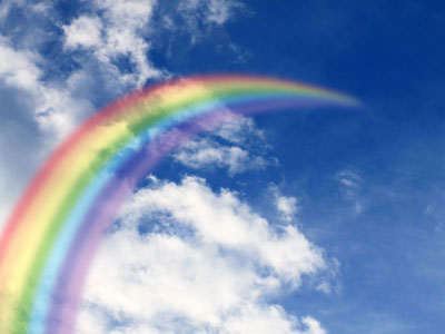 Рисунок для фотопечати: небо, облака, радуга