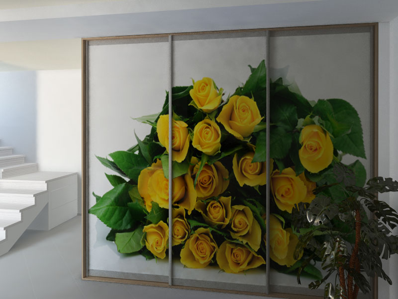 Фотопечать на дверях: желтые розы