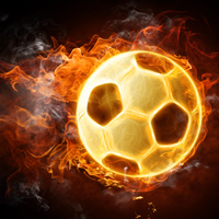 Фотопечать: футбол, горящий мяч, огонь