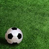 Фотопечать, спорт: футбольный мяч на зеленой траве