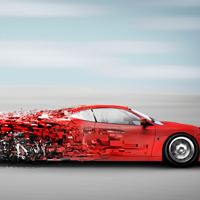 Фотопечать: красная машина, абстракция