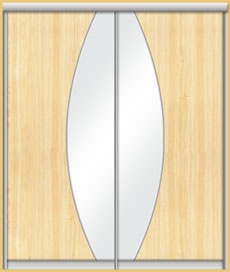 Двустворчатая дверь-купе с дугообразными вставками из зеркала