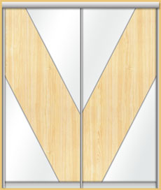 V-образная деревянная вставка в двери-купе